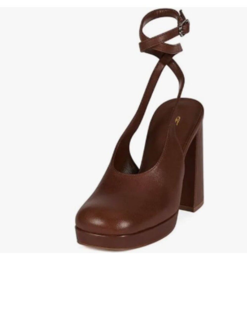 FOWT Brown Square Toe Sandals Ankle Strap Buckle Chunky Heel Platform Pump